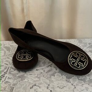 Tori Burch suede brown heels